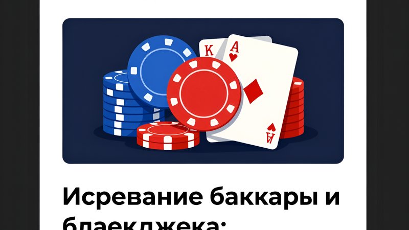 Стилизованные карты и фишки для анализа преимущества казино в баккаре и блэкджеке от Титус Интер